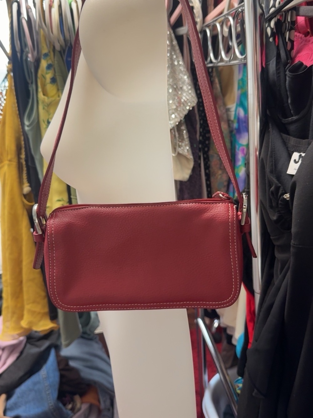 Y2K Nine & Co Classic Red Faux Leather Shoulder Bag
